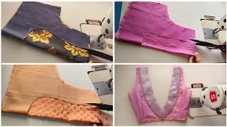 4_blouse design cutting and stitching. Back neck design. Blouse designs.