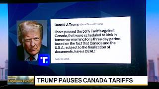 YouTube video thumbnail: Trump Delays 50% Tariffs on Canadian Products