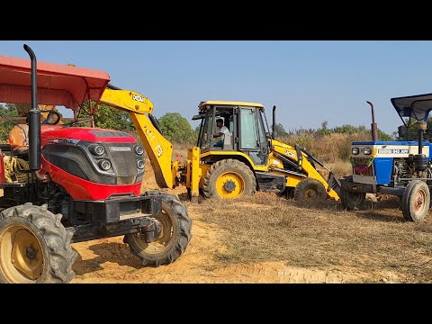 JCB 3DX Backhoe Eco Machine Loading Mud In Mahindra And Swaraj Tractor Trolley | Jcb Dozer Cartoon