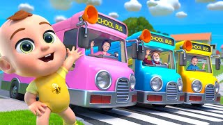 Wheels on the Bus - Pink, Blue, Yellow Buses - Baby songs - Nursery Rhymes & Kids Songs