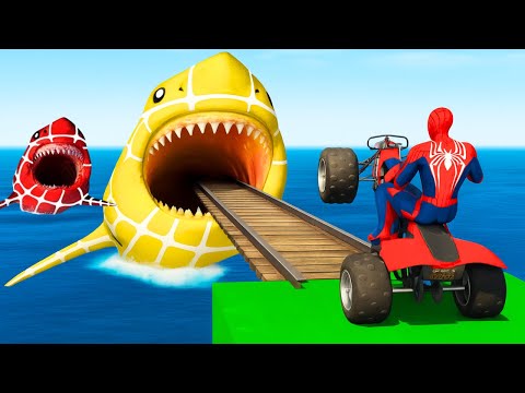 Superhero GTA 5 Mods – Spider-Man and Friends Ride Bikes Across the Sky in This Epic Race! ☁️🏍️