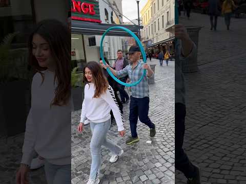 Hula Hoop Challenge With Old Man And Young Women