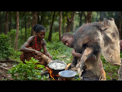 Wilderness Cooking: Hadzabe Tribe's Meat Preparation and Feast