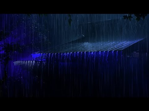 👍Number 1 Rain Sounds to Fall Asleep Fast | Strong Rainstorm on Tin Roof & Mighty Thunder at Night