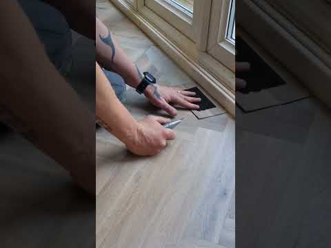 Cutting it close! Putting that line down to save on wast #flooring #herringbone #work #diy #howto #t