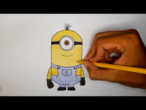 Belajar Menggambar Minion Dengan Pensil Warna Mudah