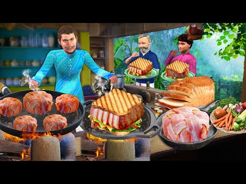 Ultimate Chicken Sandwich Cooking Famous Indian Street Food Hindi Kahaniya Hindi Moral Stories