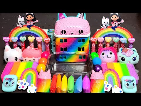 ASMR Rainbow Gabby's Dollhouse Slime Mixing Random Into Slime!Satisfying Slime#ASMR#Slime#satisfying