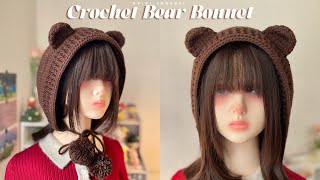 How To Crochet Bear Bonnet | Cute Crochet Bonnet 🐻