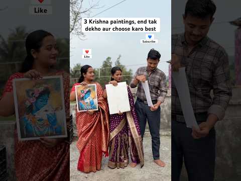 3 Krishna Paintings 😍 कौन सा Best? ❤️💙💛 Comment करो #shorts