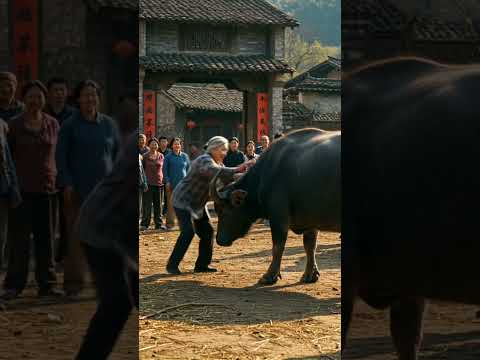 Buffalo Under Control 😲🔥 Aunt Shows Her Kung Fu Power! #shorts