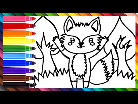 Cómo Dibujar Un Zorro 🦊 Dibuja y Colorea Un Lindo Zorro 🦊🌈 Dibujos Para Niños