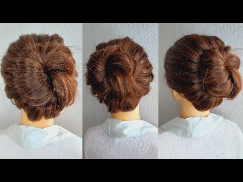 Learn how to make a daily bun hairstyle with a large size without filling for medium and fine hair