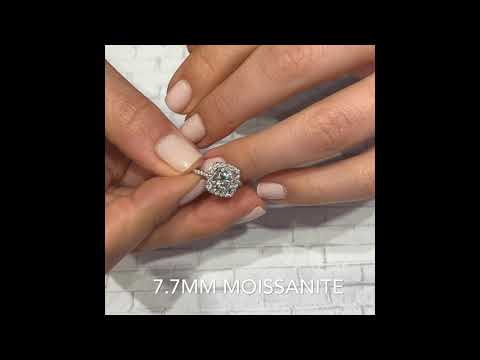 Round Moissanite in Cushion Halo Invisible Gallery Design