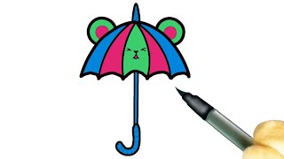 Umbrella ☂️ Easy Umbrella Drawing and Coloring for Kids | Step-by-Step Tutorial