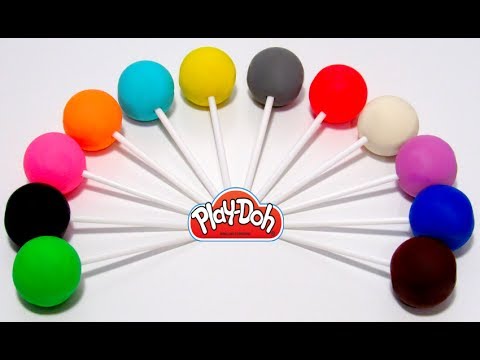Учим цвета на английском языке с Play-Doh чупа чупсами и формочками.