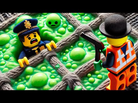 I built Woolen Lego battle Police below Slime | Lego Stop Motion