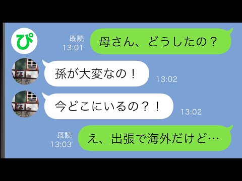 【LINE】海外出張中の俺に母からSOS「孫が大変なの！」→そのとき一緒にいた嫁も大変なことになっていた…【スカッと修羅場】