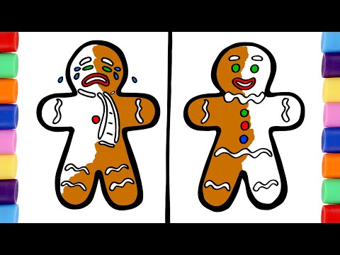 Colorea una GALLETA de JENGIBRE Triste vs Feliz 😭😃 Dibujos para niños