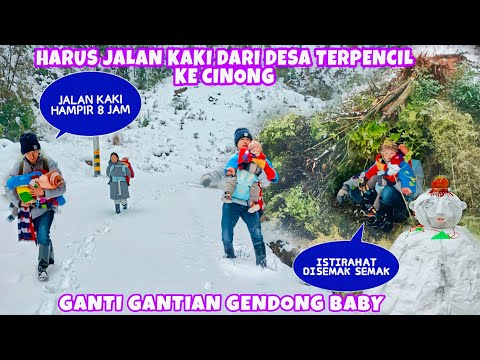JALAN KAKI DARI DESA TERPENCIL KE CINONG,SALJU TEBAL MEMBUAT LISTRIK DAN JARINGAN TERPUTUS