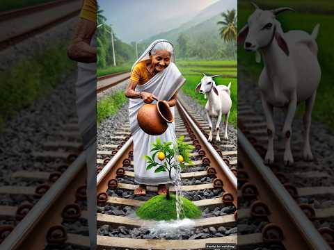 Grandmother and goat planted a lemon tree 😭 #goat #grandmother #ai