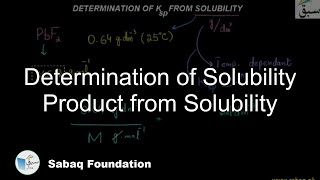 Determination of Solubility Product from Solubility