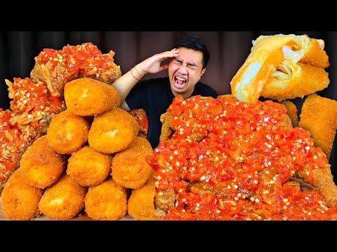 MUKBANG 1 EKOR AYAM RICHEESE SAMBAL GEPREK PEDAS + RISOL MAYO JUMBO SUPER LUMER