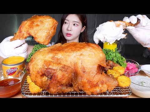 ASMR MUKBANG | 겉바속촉 시장st 옛날 통닭 🍗 어니언크림소스 칠리소스 치즈소스 푹 찍어서 먹방! Super Crispy Whole Fried Chicken