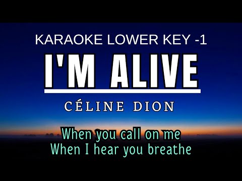 Céline Dion - I'm Alive (Karaoke Lower Key Nada Rendah Wanita -1 G mayor)