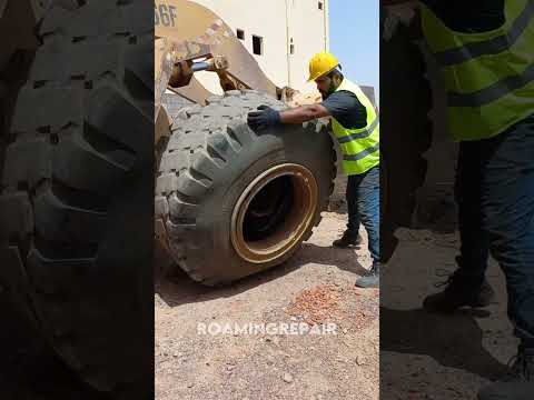 950 Loader Tyre Repair || Subscribe #challange #viral #desert #caterpiller