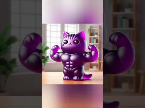 Kucing berubah jadi gummy kucing binaraga warna warni #cat #kucinglucu #lucu