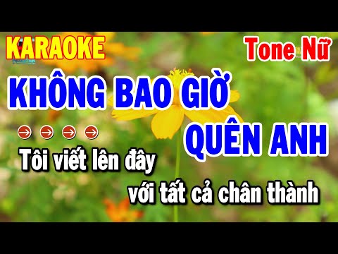 Karaoke Không Bao Giờ Quên Anh Tone Nữ Nhạc Sống Dễ Hát Chuẩn | Thanh Hải