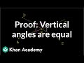 Proving Vertical Angles Are Equal