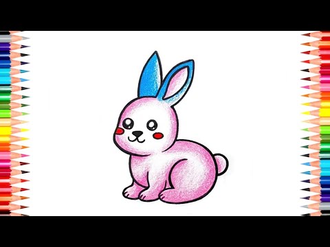 Rabbit Drawing || How to Draw Cute Rabbit Step by Step || Easy Rabbit Drawing Colour for Beginner's.