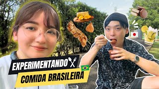 JAPONÊS PROVANDO COMIDA BRASILEIRA PELA PRIMEIRA VEZ! COXINHA,CAIPIRINHA,CHURRASCO...