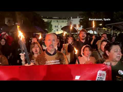 YouTube video thumbnail: Anger, Grief Pour out as Spain Marks Valencia Floods Anniversary