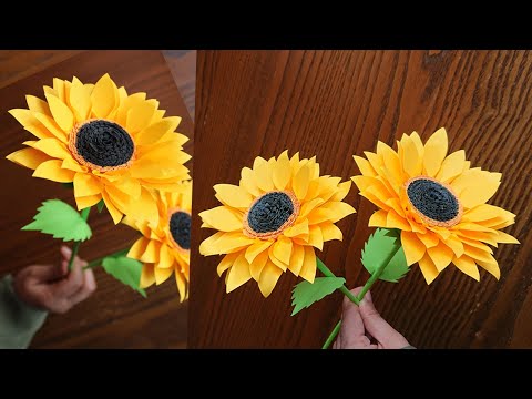 Easy Way To Make Beautiful Paper Sunflower - Paper Craft - Paper Flower - DIY  - YouTube