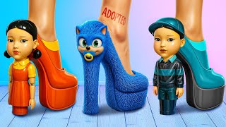 I Was Adopted by Squid Game Dolls / My Parents are Superheroes!
