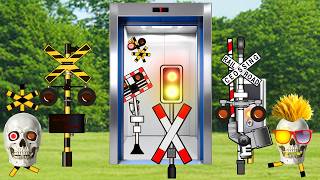 踏切カンカン　エレベーターでやってくるふみきりアニメ　Various Railroad Crossing and train 　railway level crossover  踏切　電車　はやぶさ