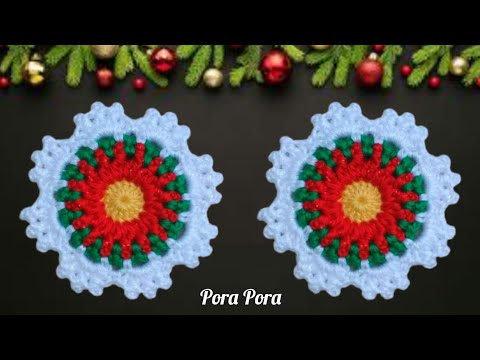 Crochet Christmas Flower I Crochet Christmas Ornaments I Crochet Christmas Coasters