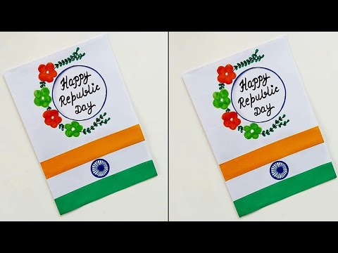 Cute 😍 white paper Republic Day card | How to make card for Republic Day | 26th jan greeting card