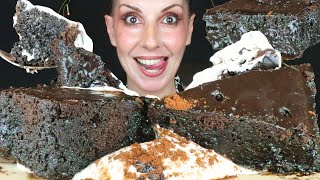 MOIST CHOCOLATE MUD CAKE & WHIPPED CREAM 🍫 | No Talking | ASMR Mukbang - 먹방 | Real Eating Sounds