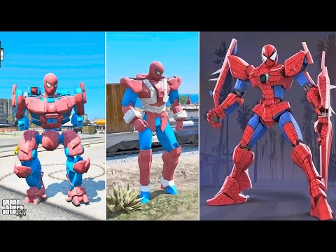 GTA 5 - Gundam Spiderman biến hóa thành Robot thế hệ siêu mới | GHTG