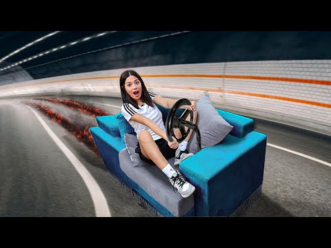 حولت كنباية الى سيارة الكترونية  🚗  ومقلبت الناس 😂