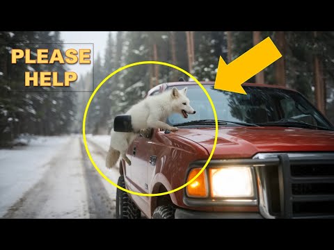 Polar Fox Stops Truck to Save Trapped Raccoon in a Snowy Forest