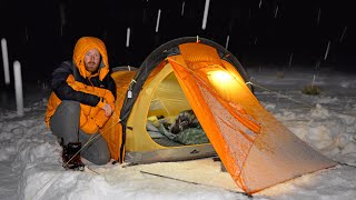 CAMPING in SNOW - WINTER STORM Tent Camping
