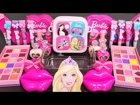 Barbie Slime Mixing Makeup,Parts,Glitter Into Slime. Satisfying slime videos. #ASMR#satisfying#slime
