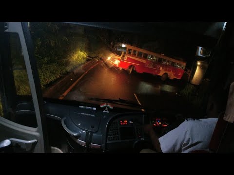 Night riding Volvo Multi axle Bus struggling to turn Extreme hairpin bends