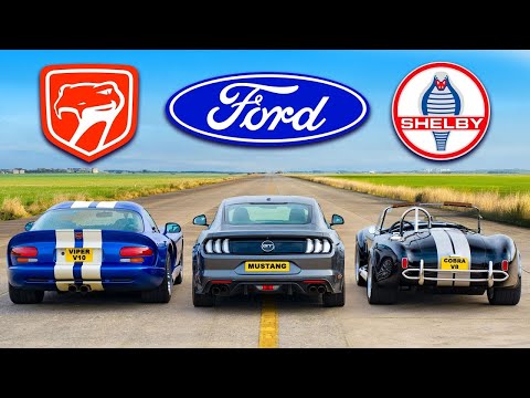 Dodge Viper vs Mustang GT vs Shelby Cobra: ARRANCONES