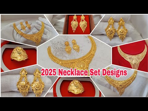 2025 में सबसे ज्यादा चलने वाला नेकलेस सेट डिजाइन || Gold Necklace Earrings And Ladies Ring